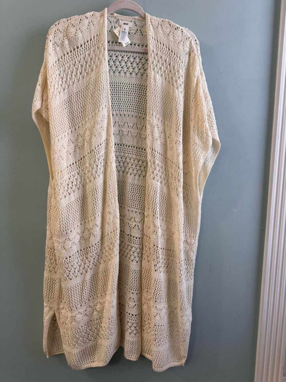 aerie Open Crochet Knit Cardigan - Cream